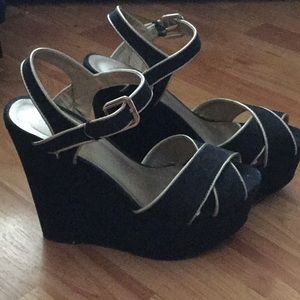 Forever 21 Gold Trim wedges
